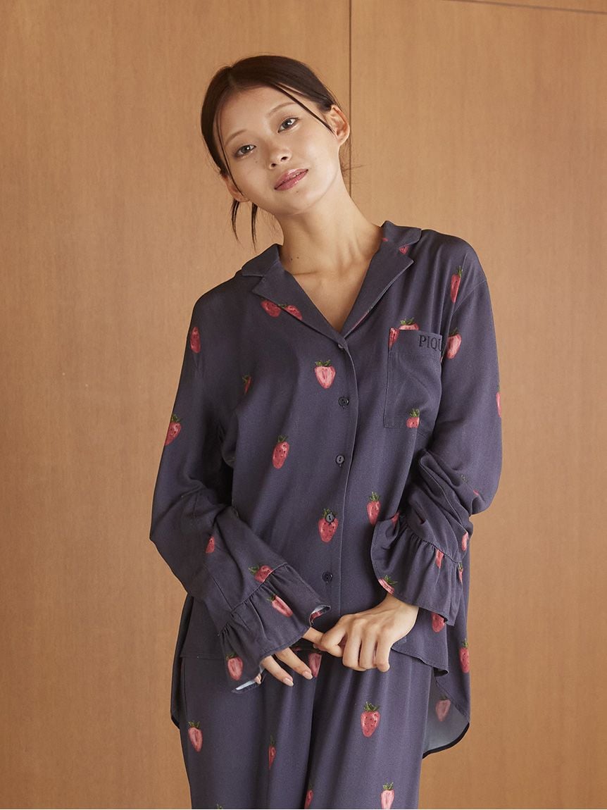 草莓印花斜紋布襯衫 PWFT255228