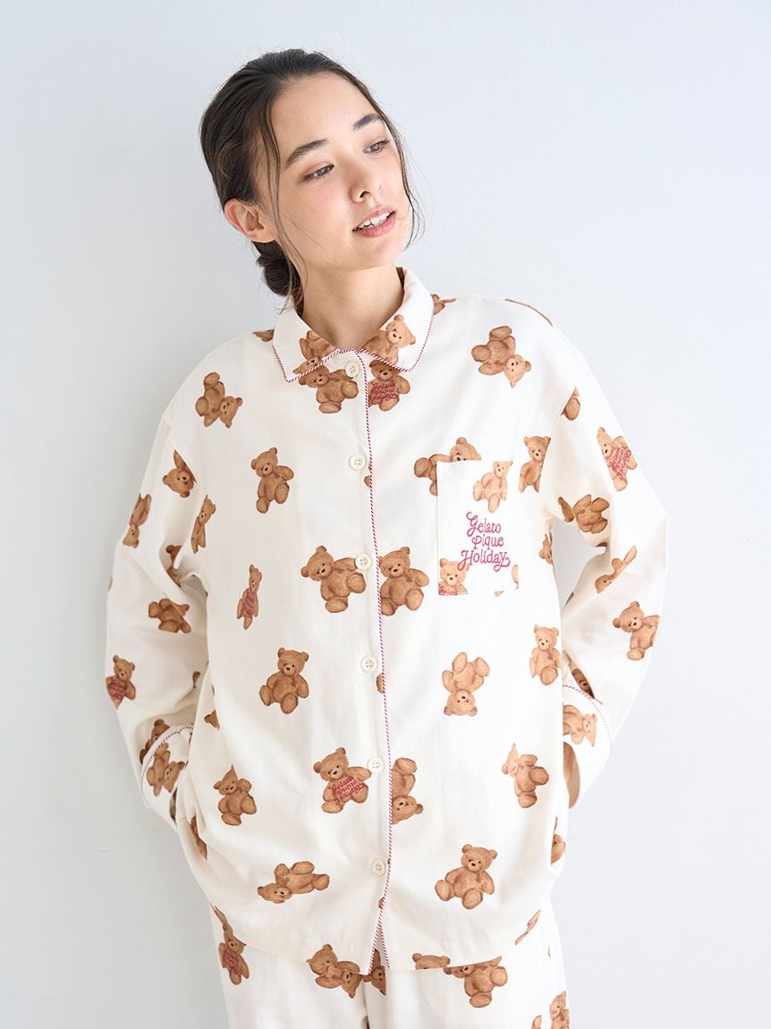 【HOLIDAY】小熊印花法蘭絨襯衫 PWFT255334