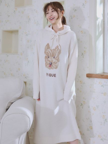 Meringue DOG提花連帽連身睡衣裙 PWNO255151