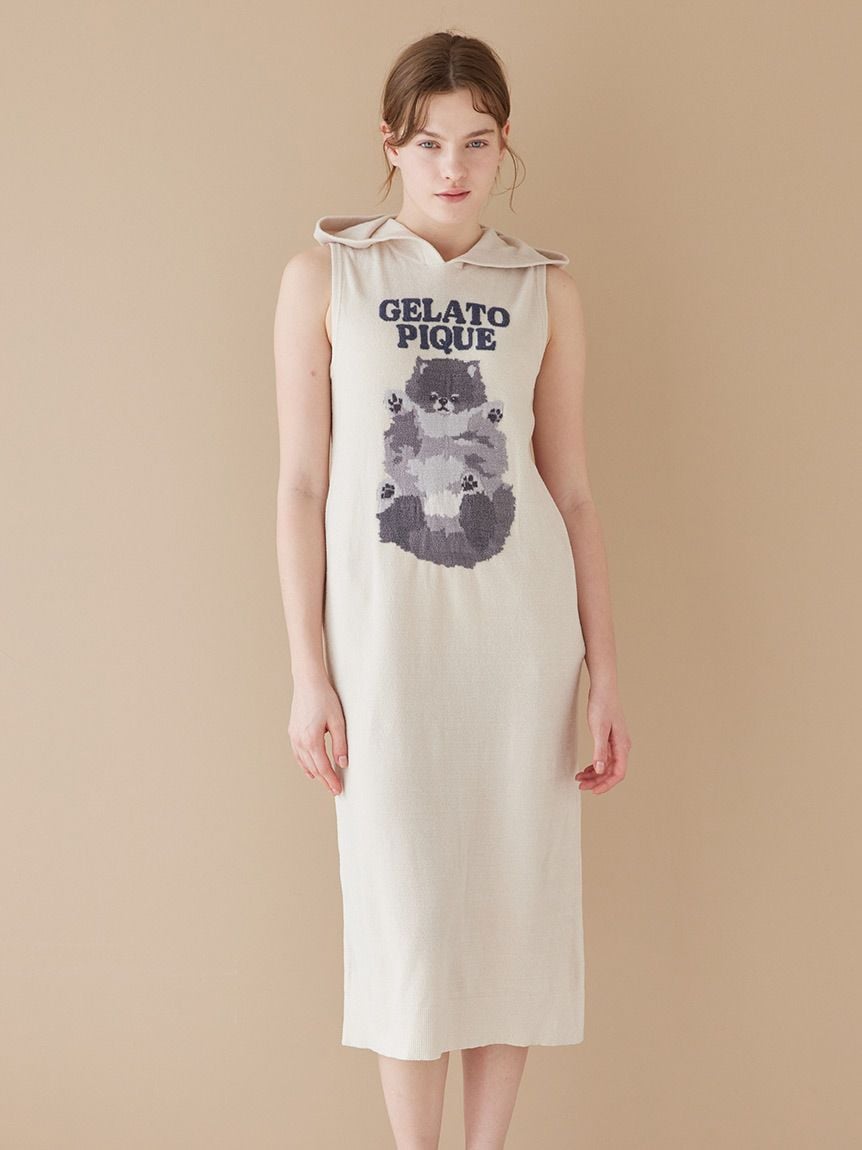 狗狗提花連帽背心睡衣裙 PWNO261097