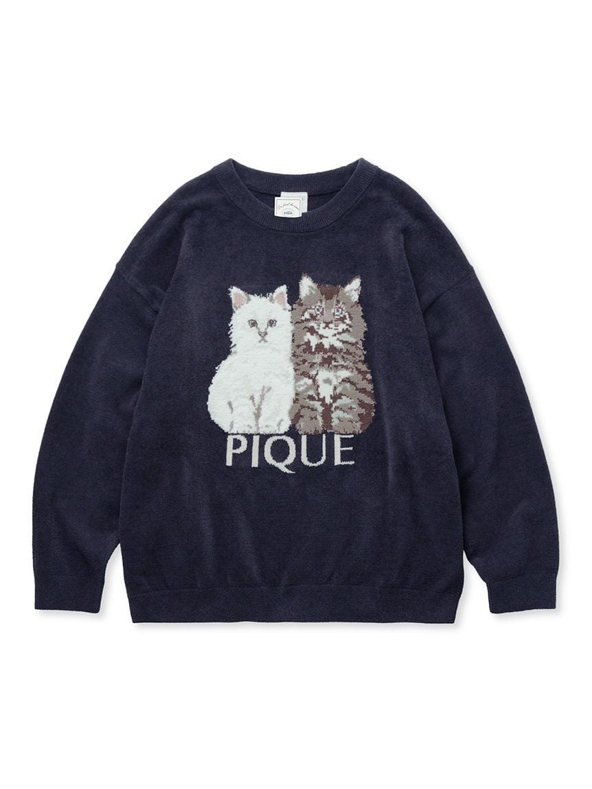 【AIRY MOCO】TWIN CAT提花上衣 PWNT254119-NVY