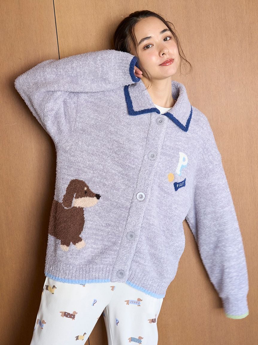 BABY MOCO臘腸狗提花開襟衫 PWNT255740