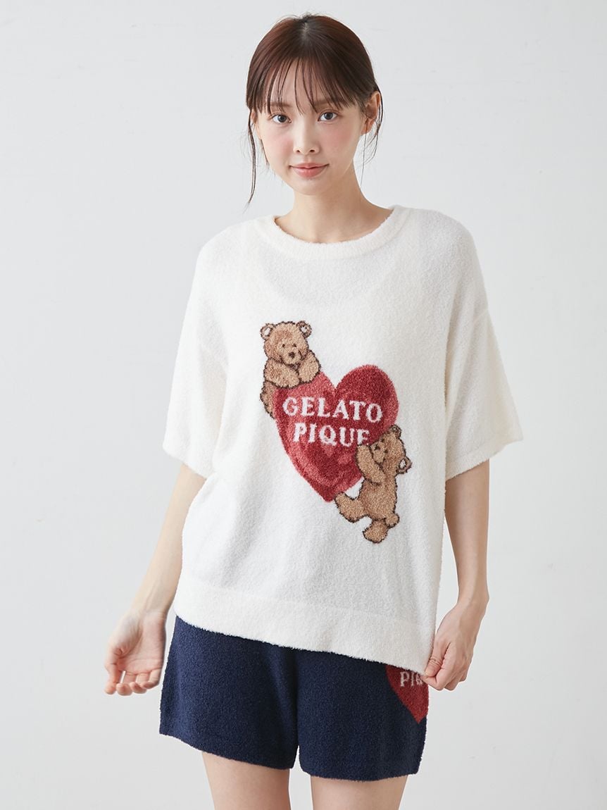 【接觸涼感】SMOOTHIE BEAR HEART提花上衣 PWNT262028