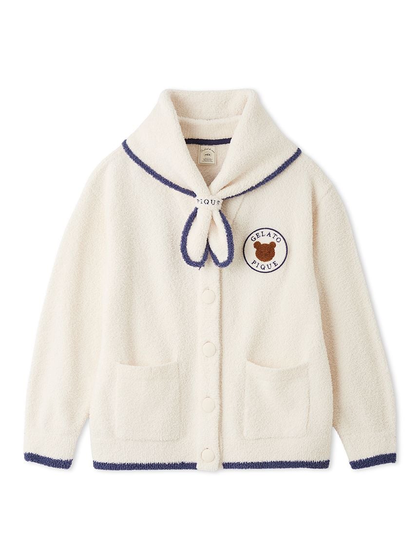 BABY MOCO動物麵包開襟衫＆圍巾套裝SET PWNT264083-CRM