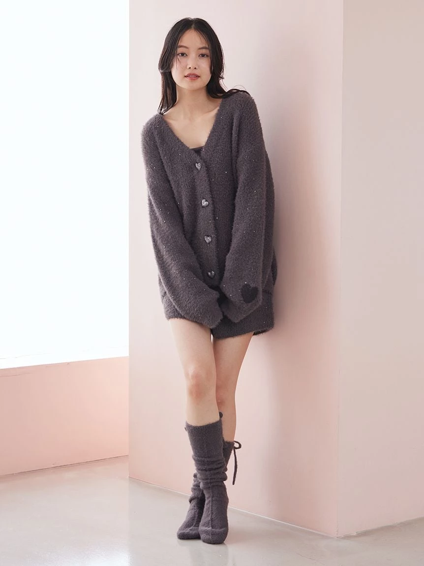 亮絲羽毛針織開襟衫 PWNT264099