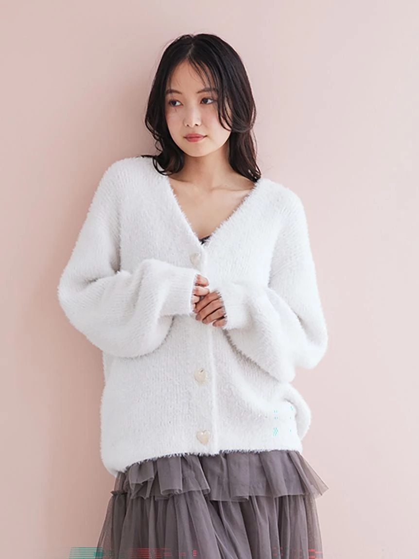 亮絲羽毛針織開襟衫 PWNT264099