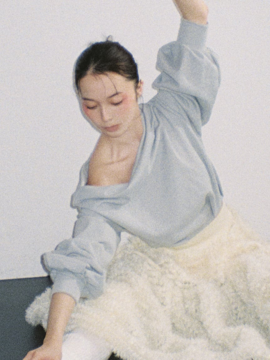 一字領抓褶休閒上衣 SWCT261217