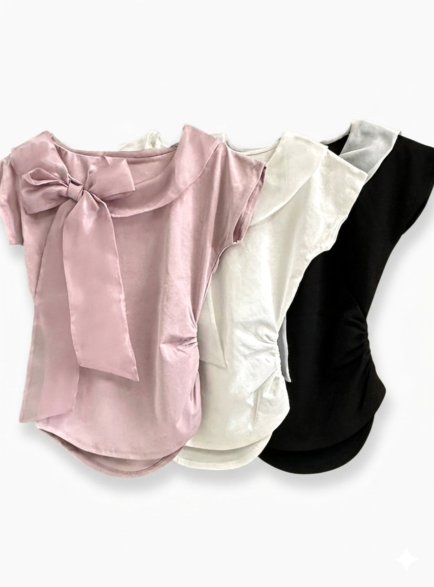 薄紗拼接蝴蝶結上衣 SWCT261306