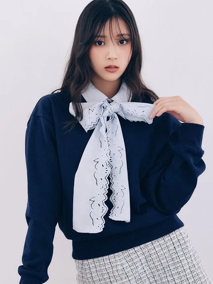 刺繡蝴蝶結休閒上衣 SWCT264254