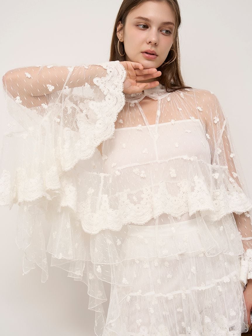 薄紗刺繡蕾絲襯衫 SWFB255147