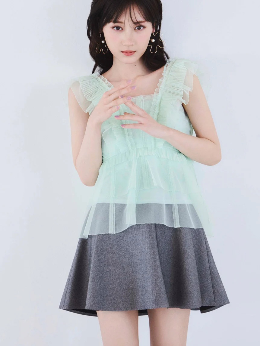 Sustainable網紗傘襬上衣 SWFB261180