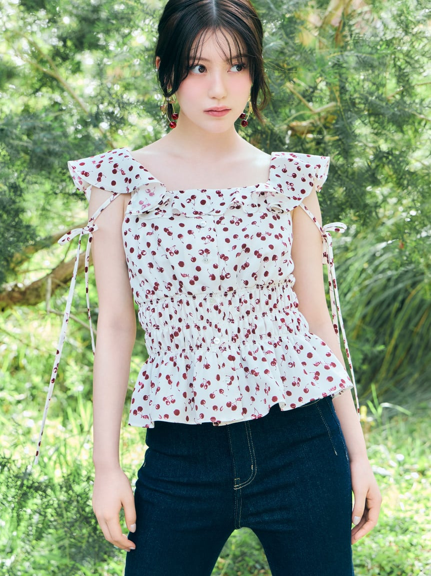 Sustainable水果印花褶皺上衣 SWFB262085