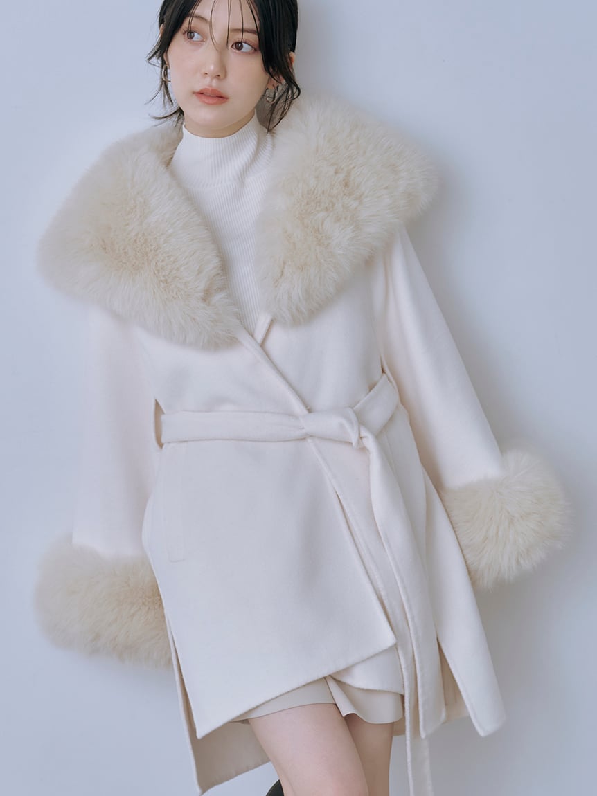 毛領斗篷大衣 SWFC255059