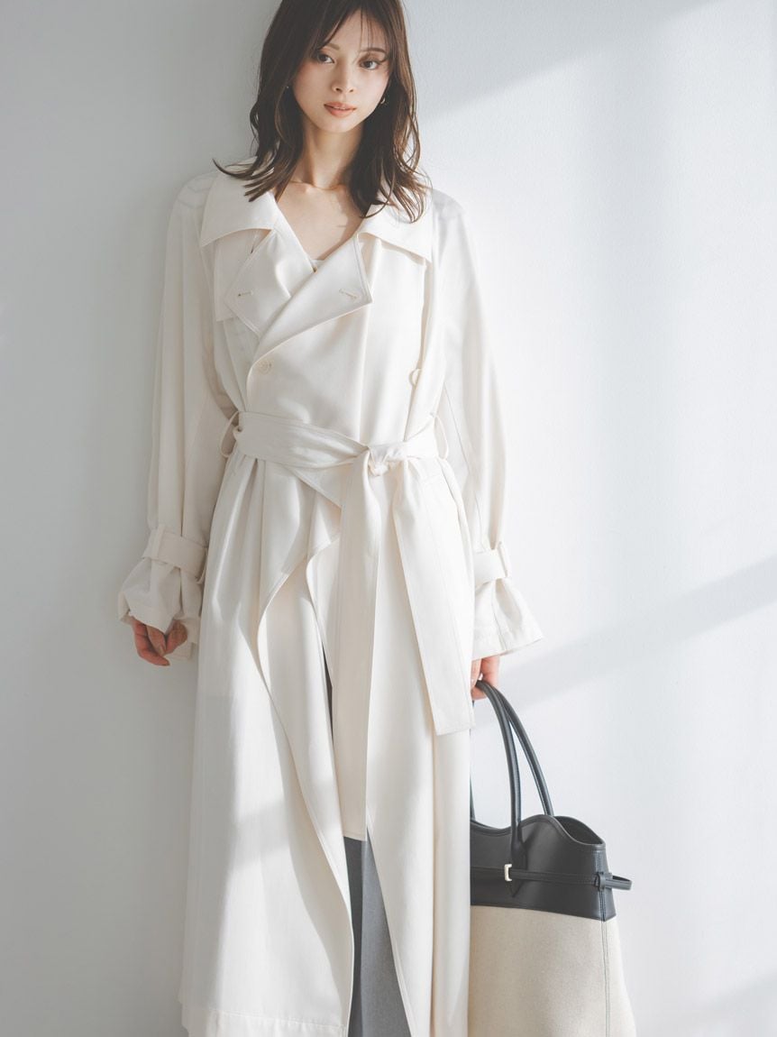 Sustainable披肩繫帶風衣外套 SWFC261056