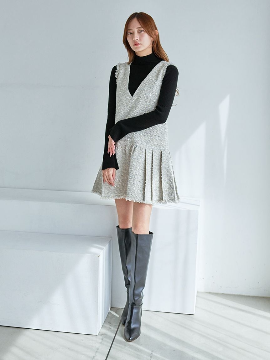 V領提花背心連身裙【姜惠元著用】SWFO255054