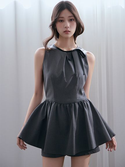 蝴蝶結領連身褲裙 SWFO261274