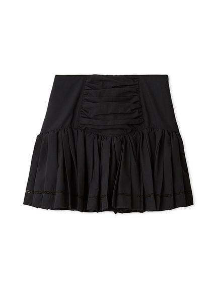 棉感荷葉邊短裙褲 SWFP245116-BLK