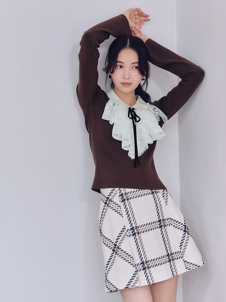 Sustainable粗花呢格紋短裙 SWFS254143