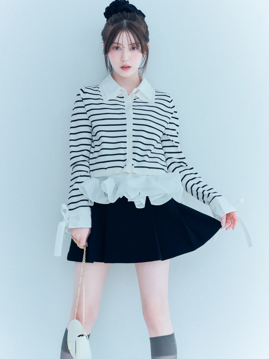 附腰帶百褶短裙 SWFS261237