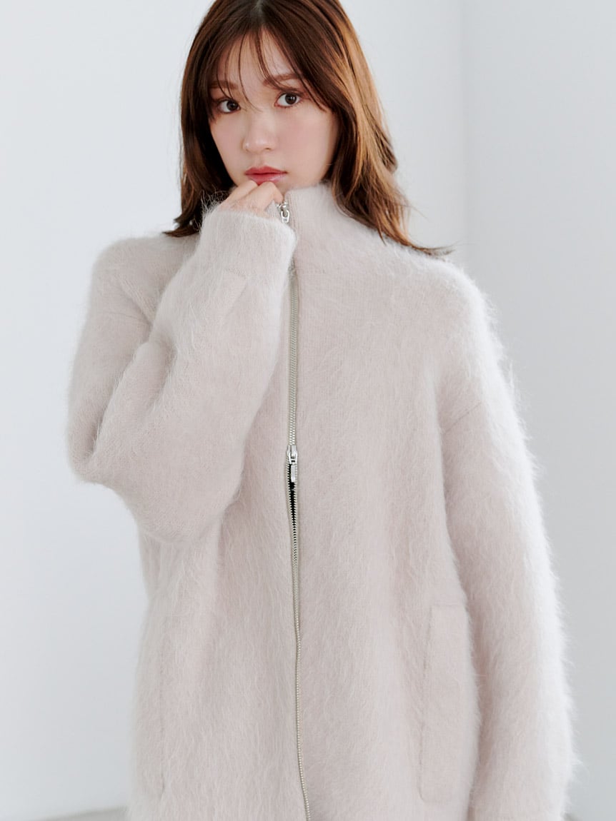 羊駝毛雙拉鍊外套 SWNC254100