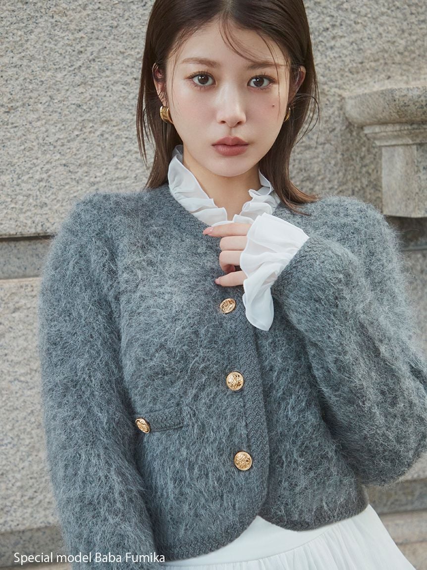 仿毛感荷葉針織外套 SWNJ255025