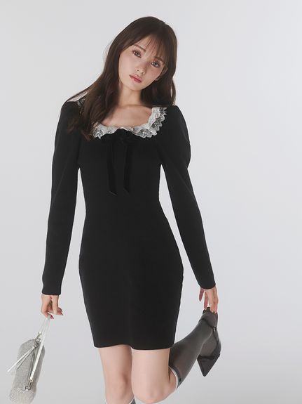 荷葉領針織連身裙 SWNO255171