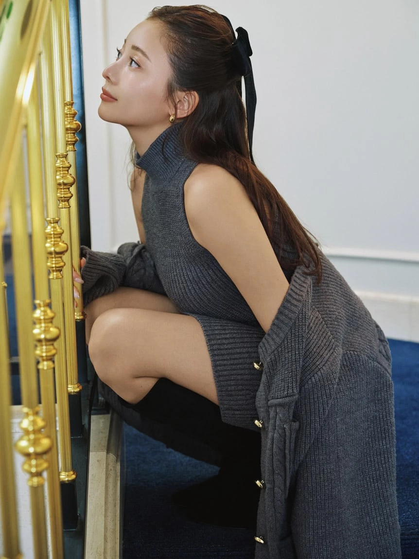 【可成套搭配】美式削肩針織迷你連身裙 SWNO264158