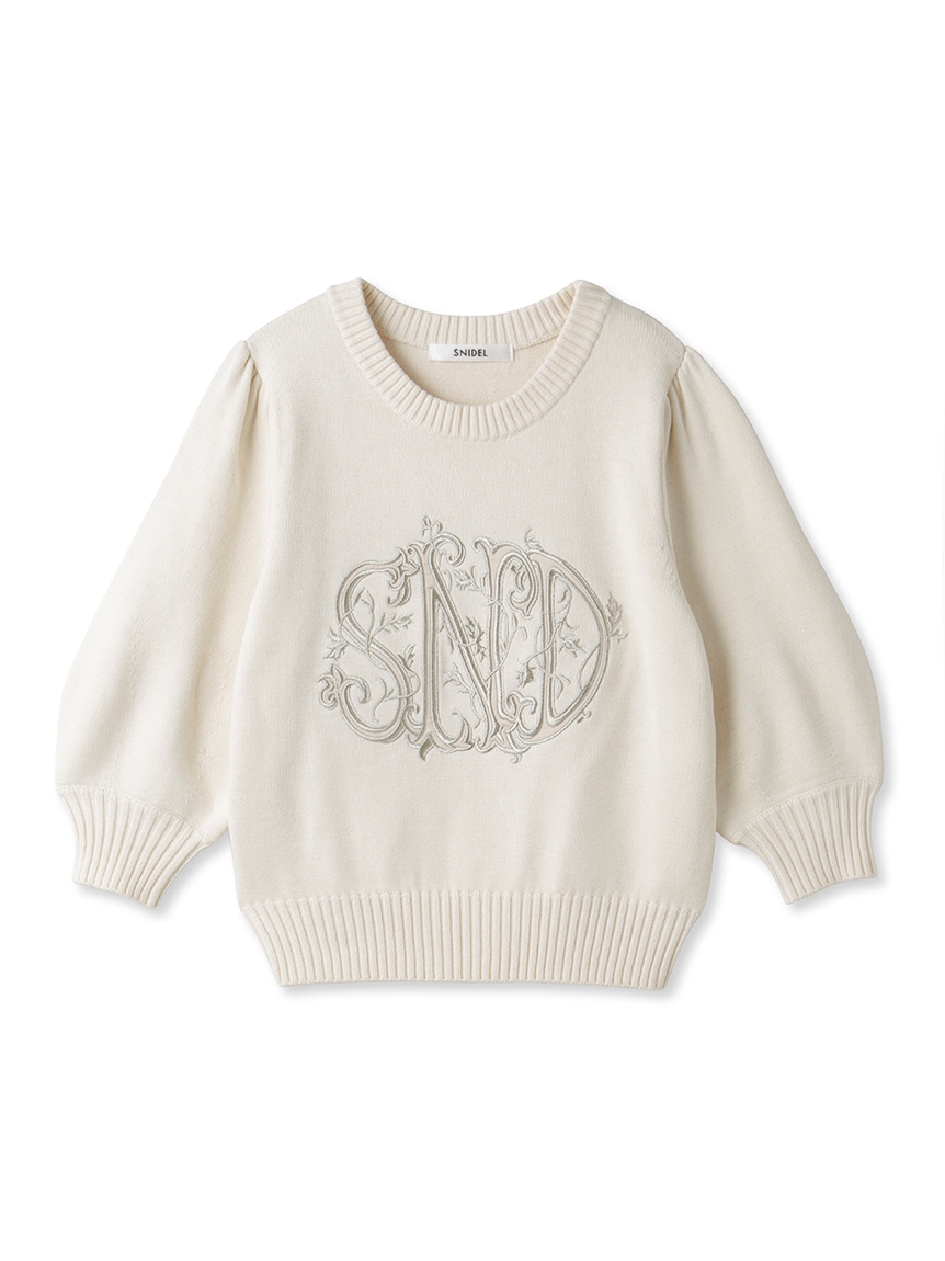 Sustainable 刺繡 Logo 五分袖針織上衣 SWNT241157