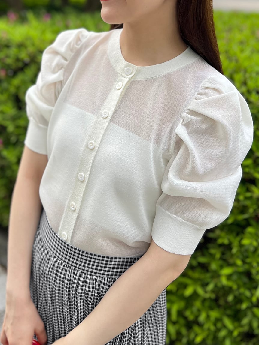 光澤感透膚針織開襟上衣 SWNT252061