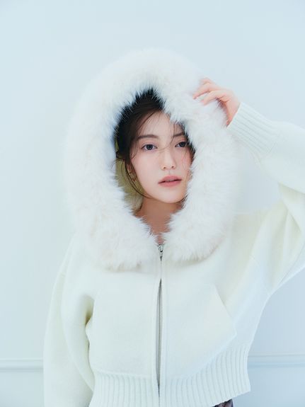 毛絨針織連帽外套 SWNT254295