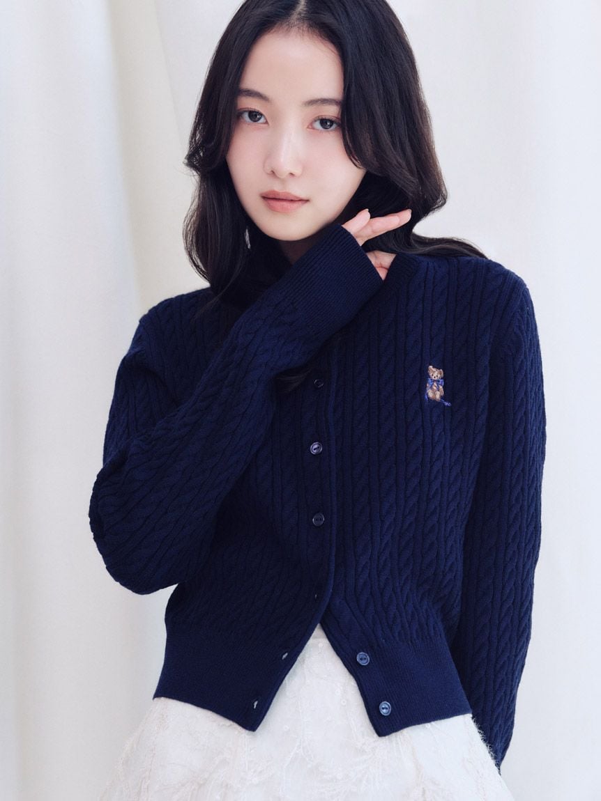 蝴蝶結小熊針織開襟外套 SWNT255132