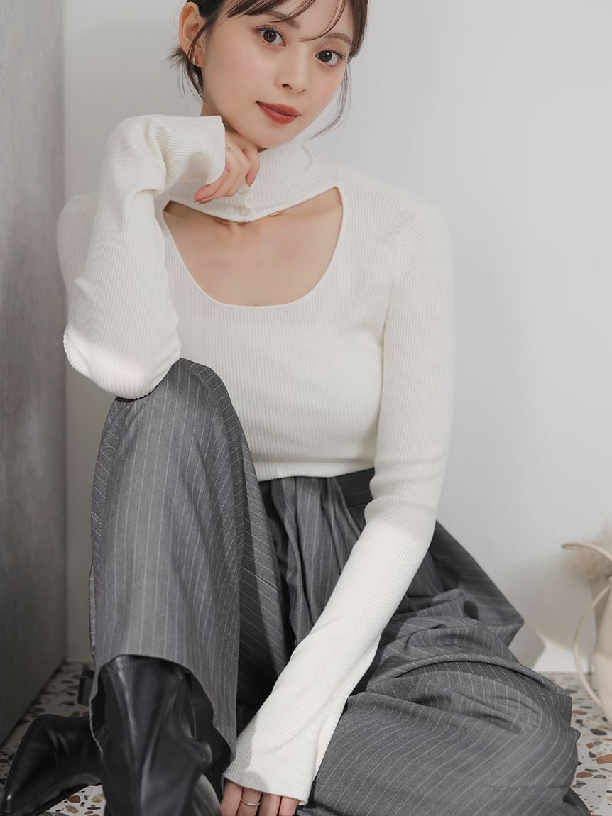 2WAY短版高領針織上衣 SWNT255153
