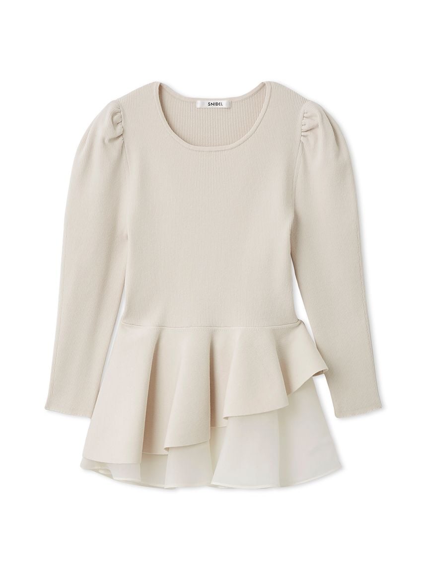 不對稱荷葉擺針織上衣 SWNT255173