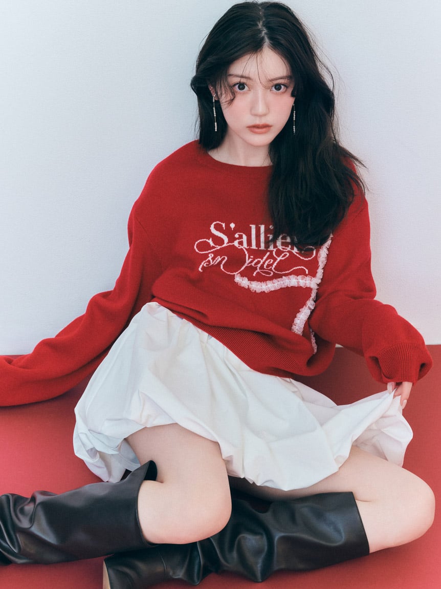 蝴蝶結圖案提花針織上衣 SWNT261064