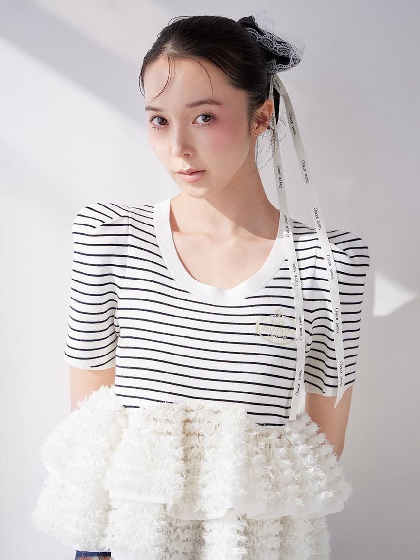 【Chacott】聯名荷葉下擺針織上衣 SWNT261109