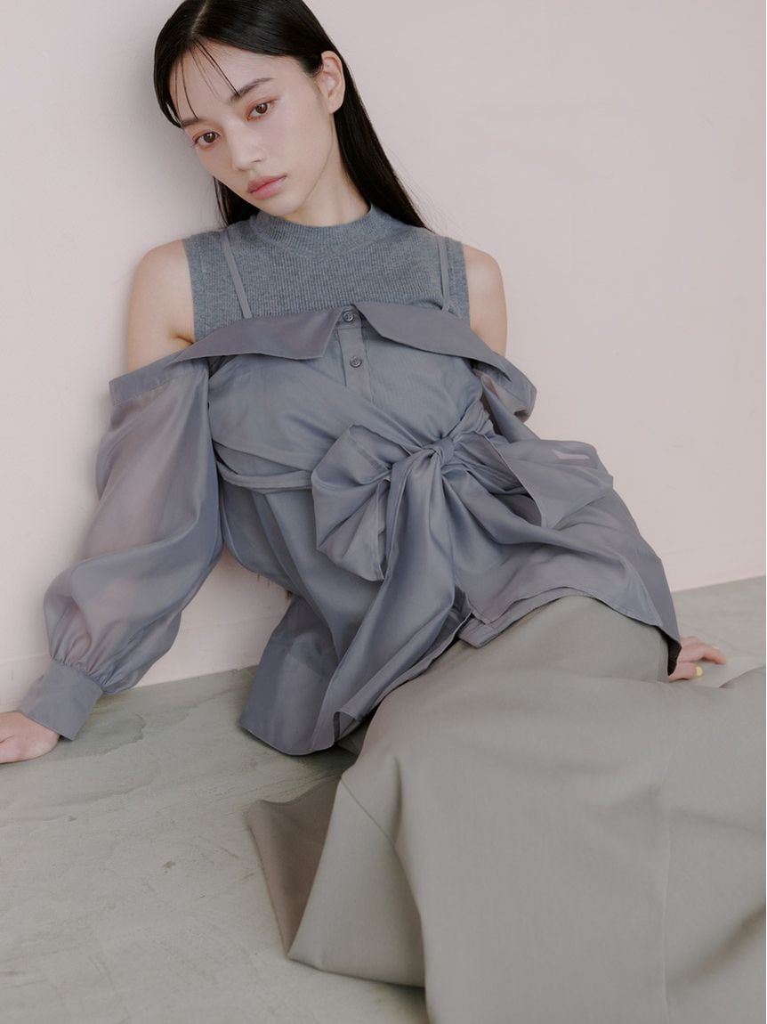 露肩疊層針織上衣 SWNT261187