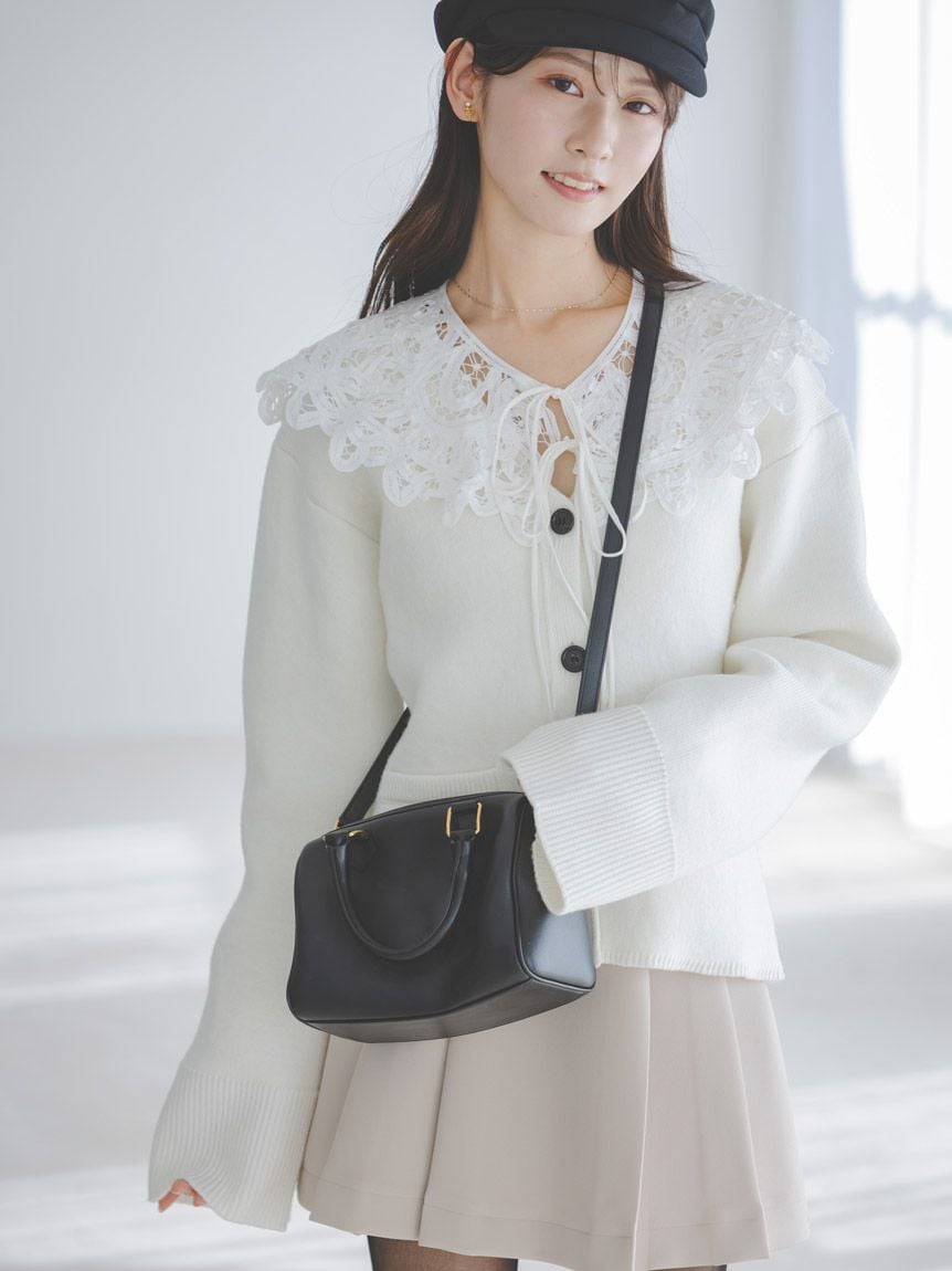 Battenberg刺繡蕾絲領針織外套 SWNT261204