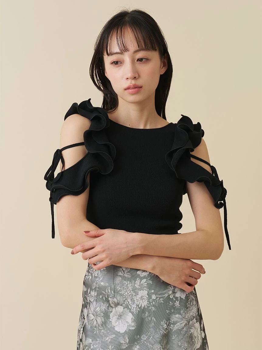 荷葉邊針織上衣 SWNT264023