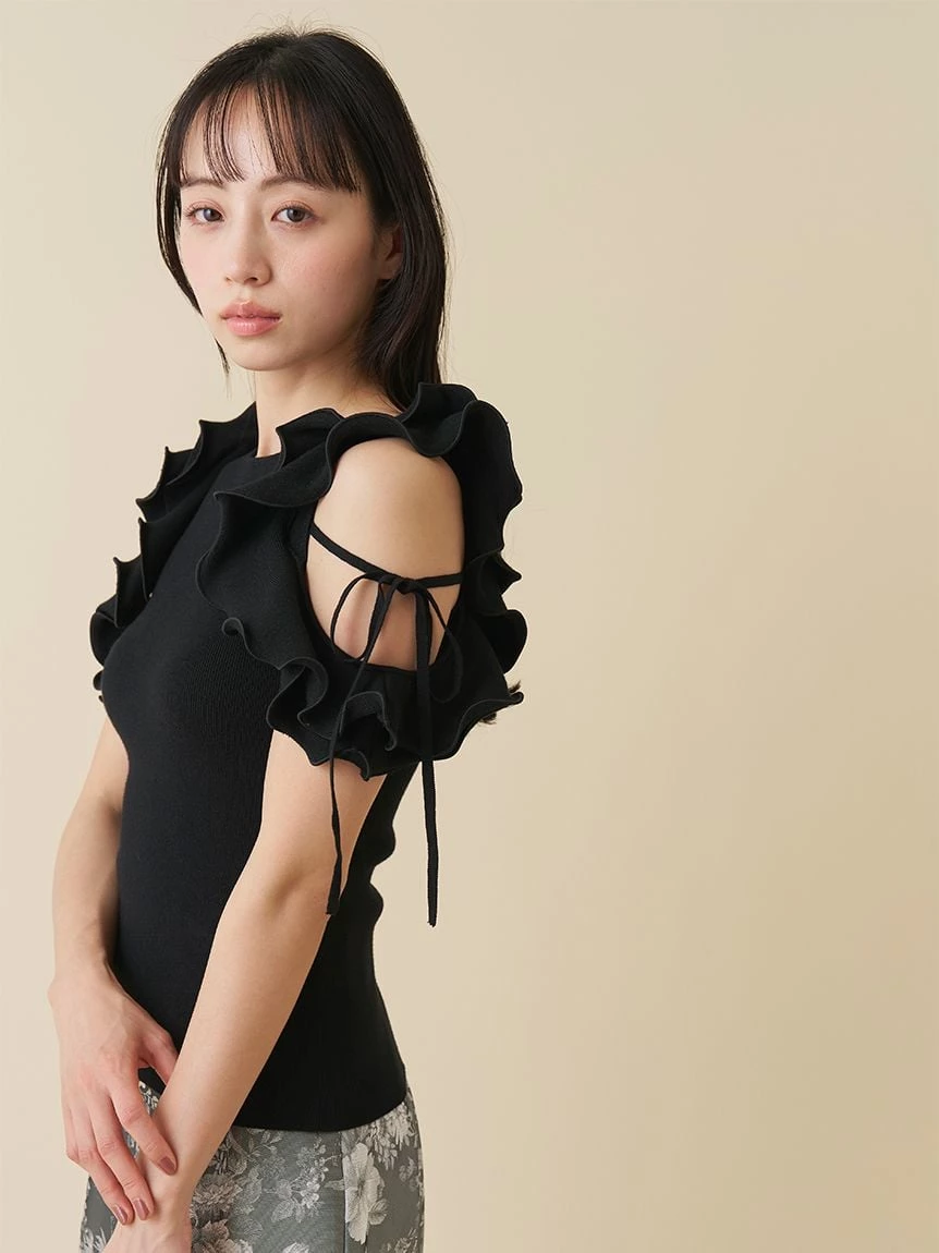 荷葉邊針織上衣 SWNT264023