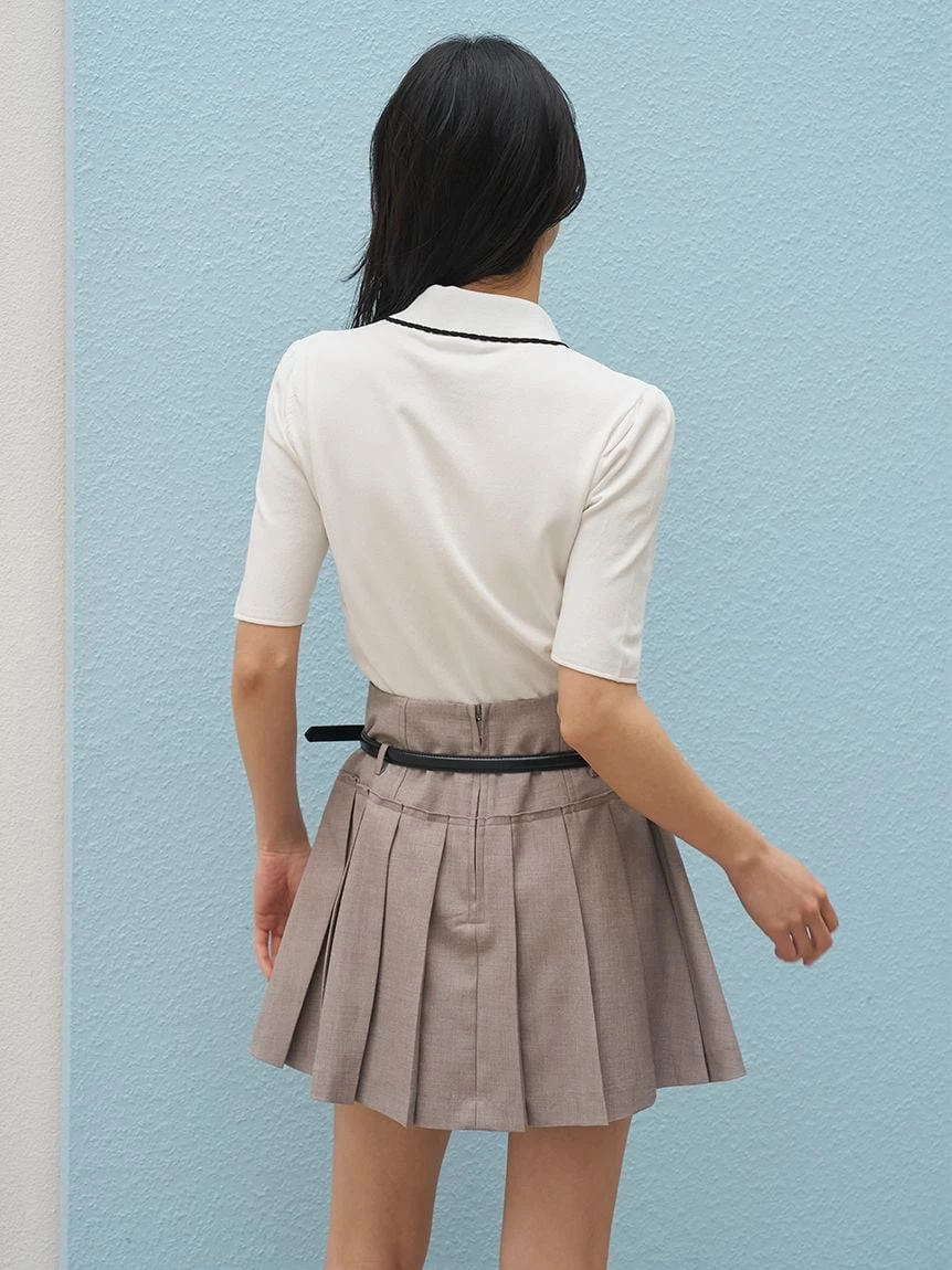 蕾絲蝴蝶結綁帶針織上衣 SWNT264044