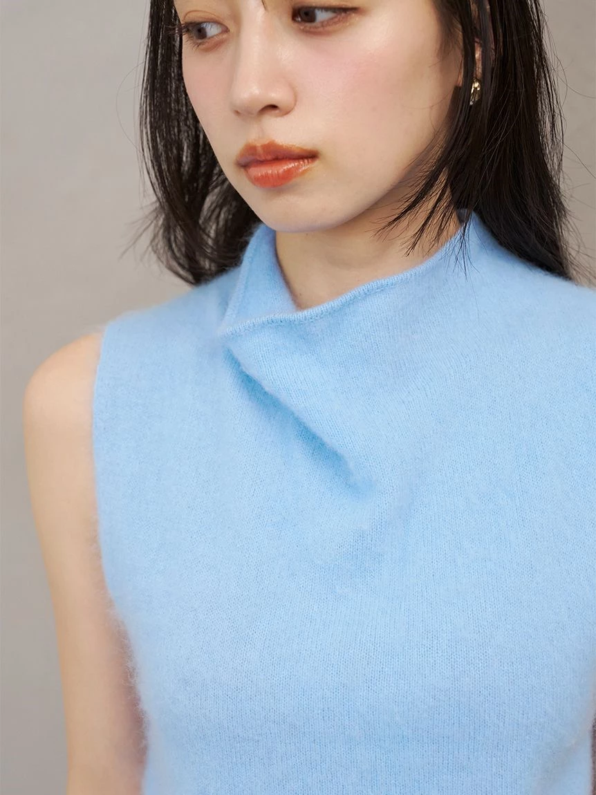 【HIGH QUALITY】羊毛貂毛混紡無袖上衣 SWNT264058