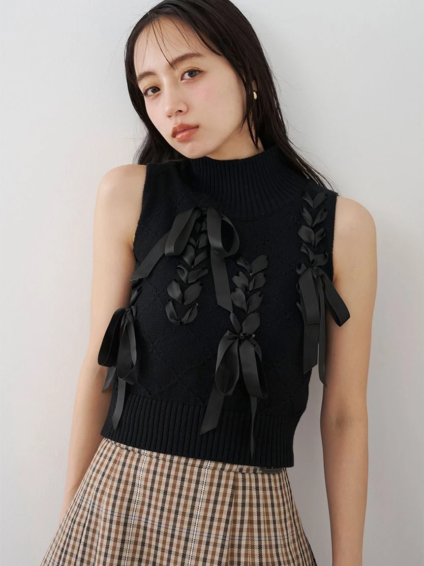 蝴蝶結細節無袖針織上衣 SWNT264082