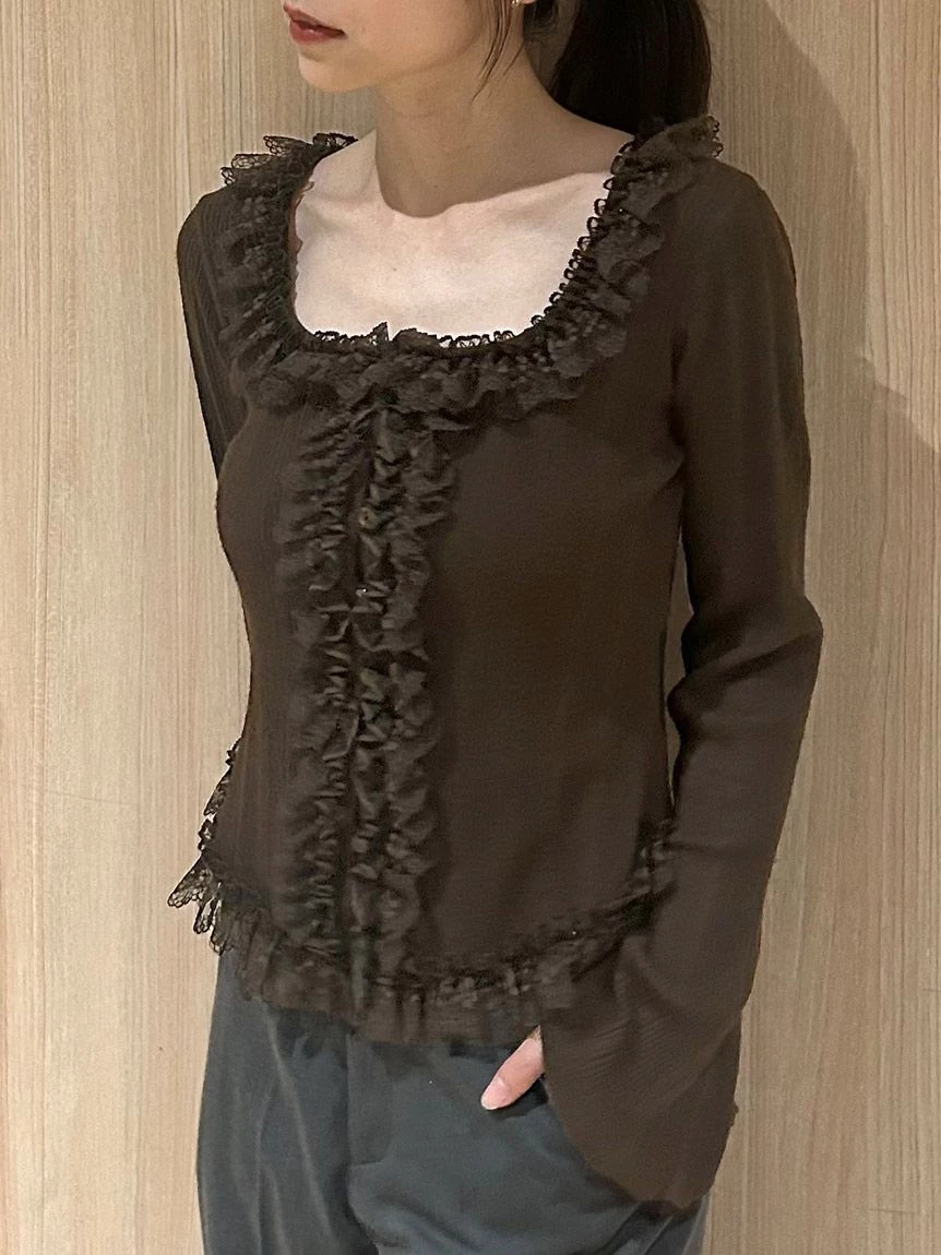 荷葉邊針織上衣 SWNT264171